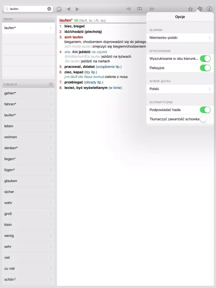 Capturas de pantalla de Niemiecko-polski słownik kieszonkowy Lingea iPad 