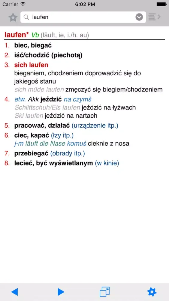 Capturas de pantalla de Niemiecko-polski słownik kieszonkowy Lingea