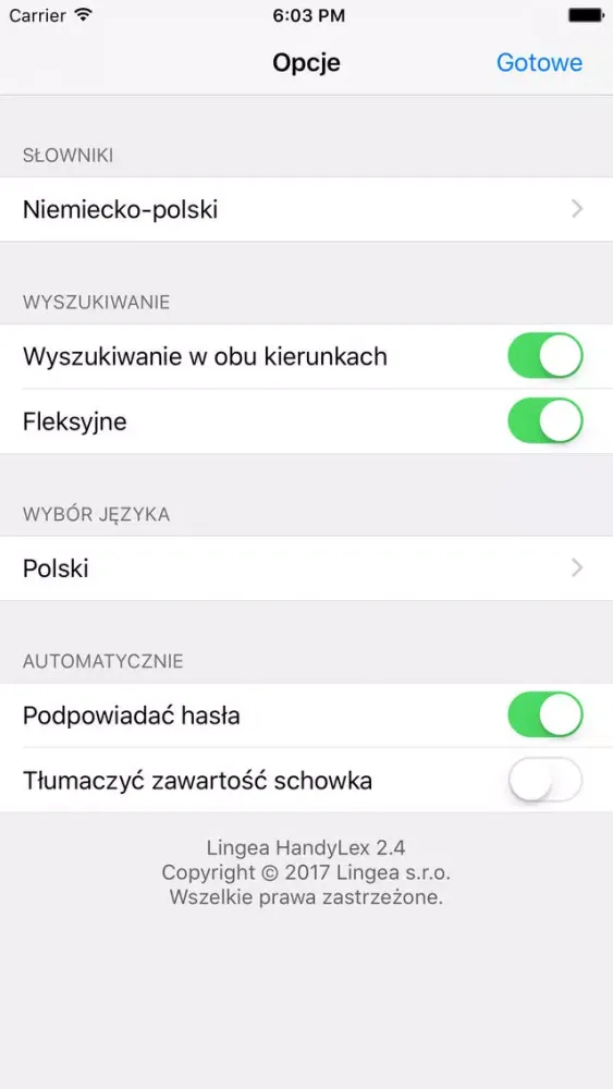 Capturas de pantalla de Niemiecko-polski słownik kieszonkowy Lingea