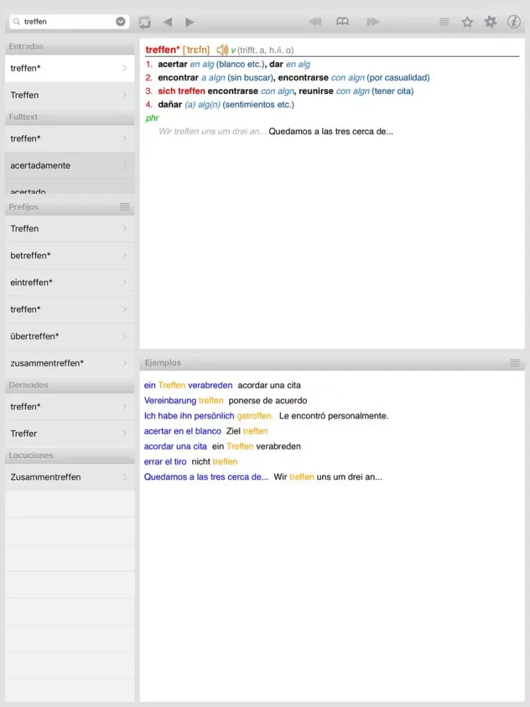Lingea German-Spanish Advanced Dictionary iPad  スクリーンショット