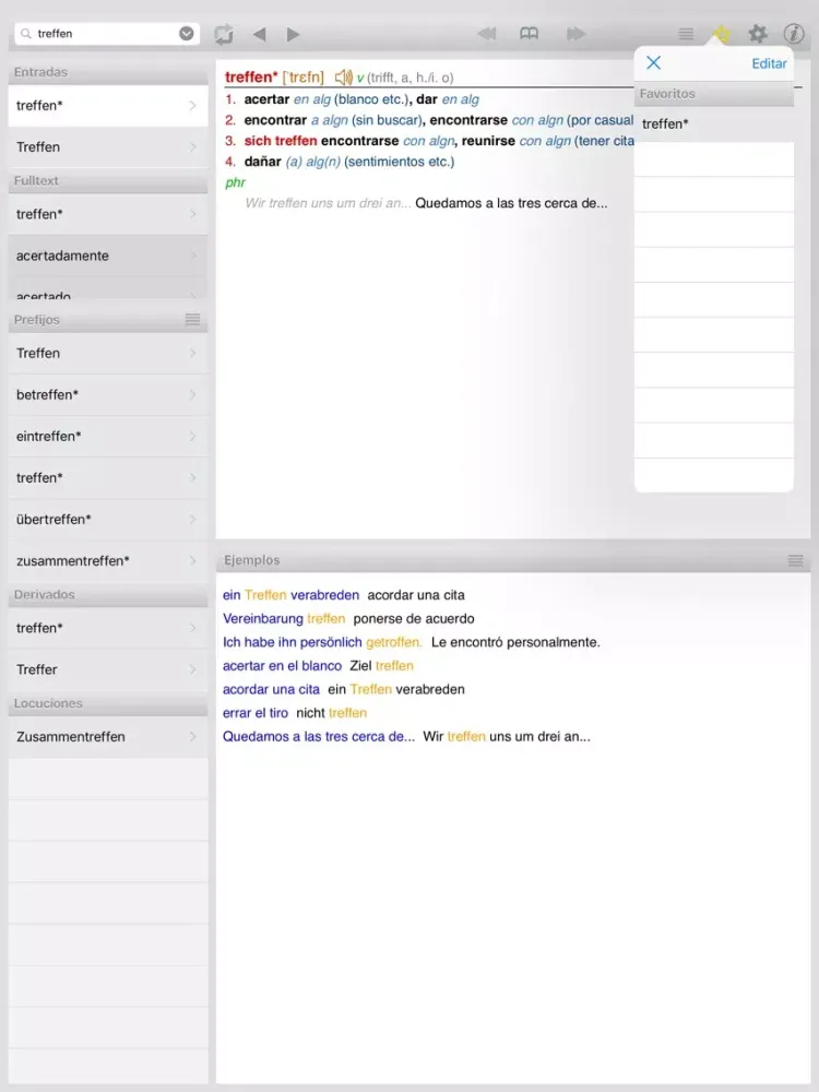 Lingea German-Spanish Advanced Dictionary iPad  スクリーンショット