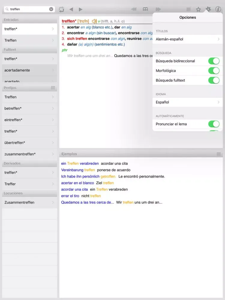 Lingea German-Spanish Advanced Dictionary iPad  スクリーンショット