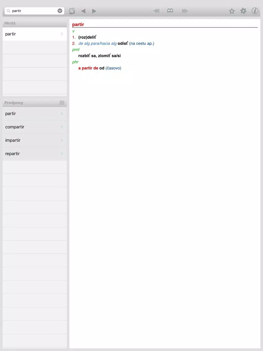 ภาพหน้าจอของ Lingea Španielsko-slovenský vreckový slovník iPad 