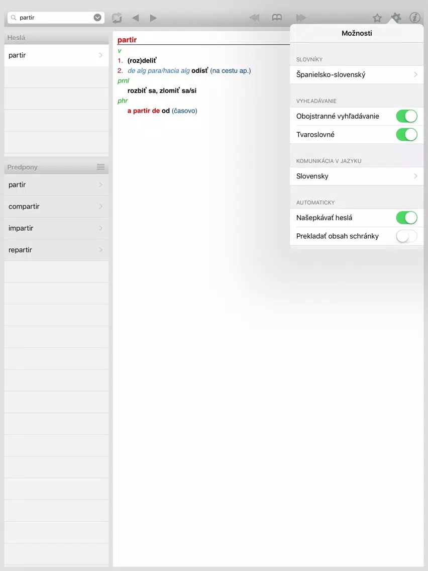 ภาพหน้าจอของ Lingea Španielsko-slovenský vreckový slovník iPad 