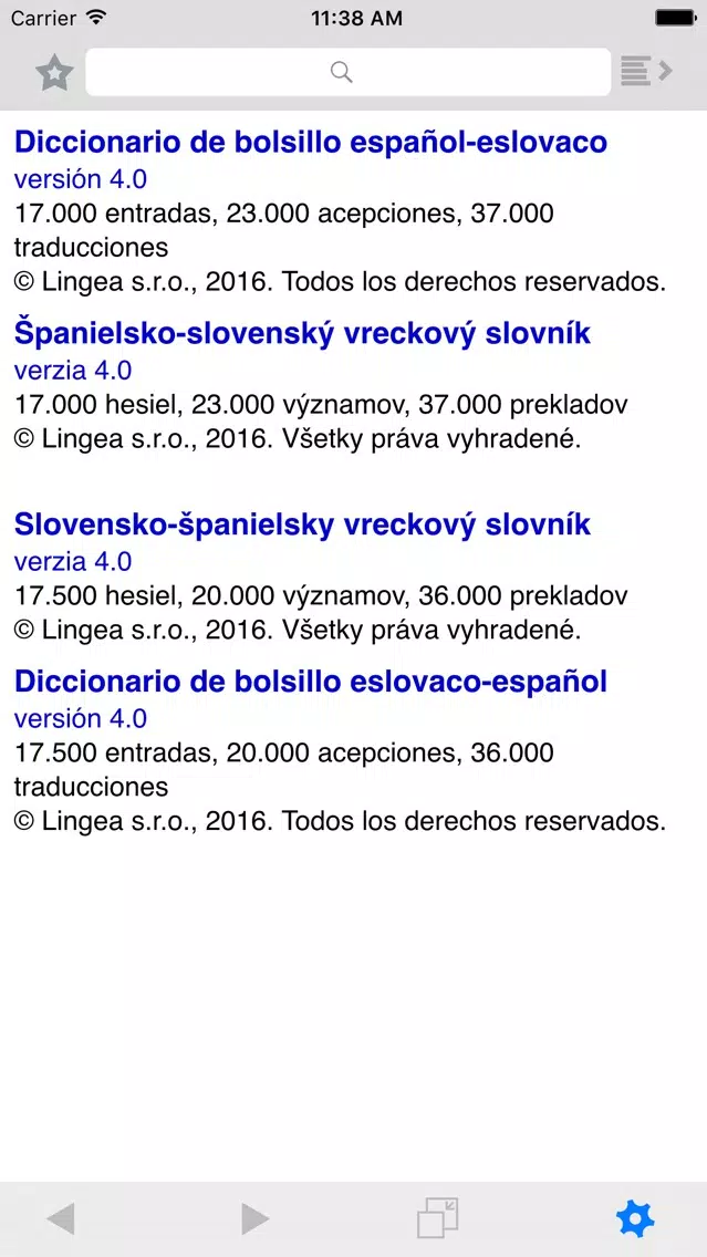 ภาพหน้าจอของ Lingea Španielsko-slovenský vreckový slovník