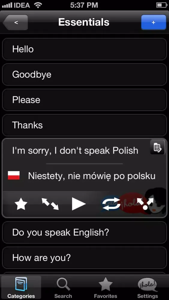 Zrzuty ekranu Lingopal Polish LITE - talking phrasebook