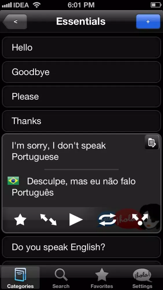 Lingopal Portuguese (Brazilian) LITE - talking phrasebook Screenshots
