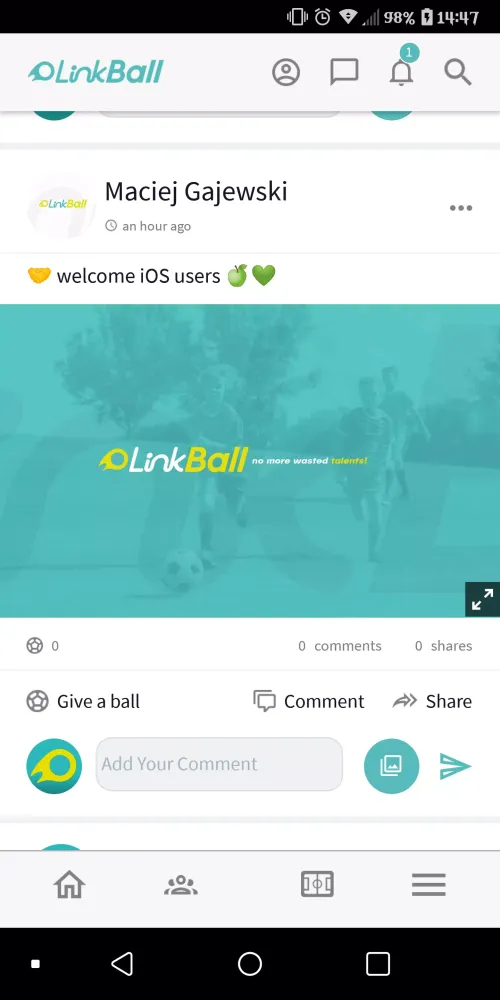 LinkBall ClubApp Demo 1 Screenshots