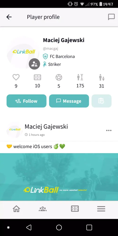 LinkBall ClubApp Demo 1 Screenshots