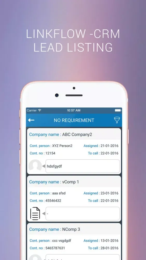 Capturas de tela do Linkflow CRM