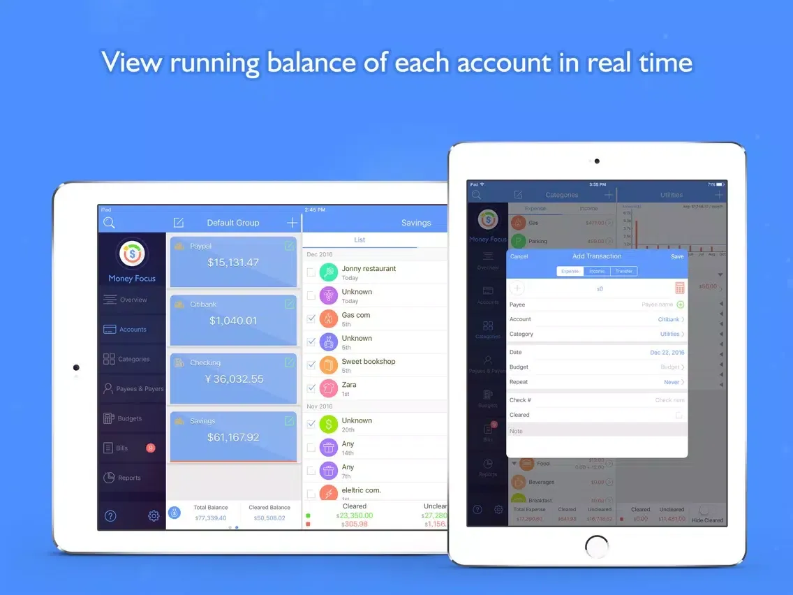 Capturas de tela do Money Focus Pro - Account, Budget and Bill Manager iPad 