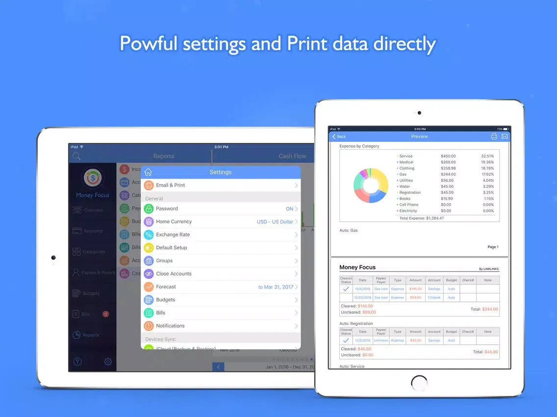 Capturas de tela do Money Focus Pro - Account, Budget and Bill Manager iPad 