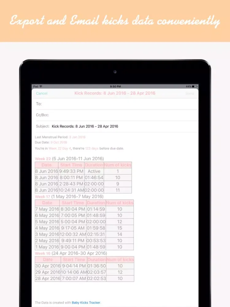 تصاویر Baby Kicks Tracker Pro iPad 