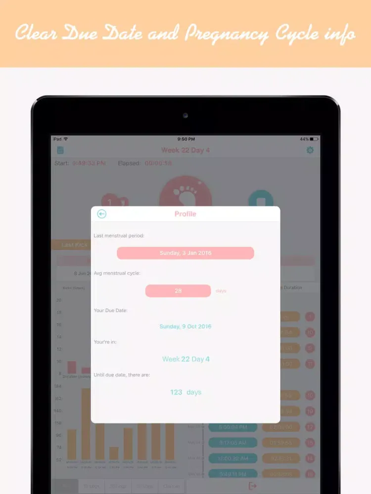 تصاویر Baby Kicks Tracker Pro iPad 