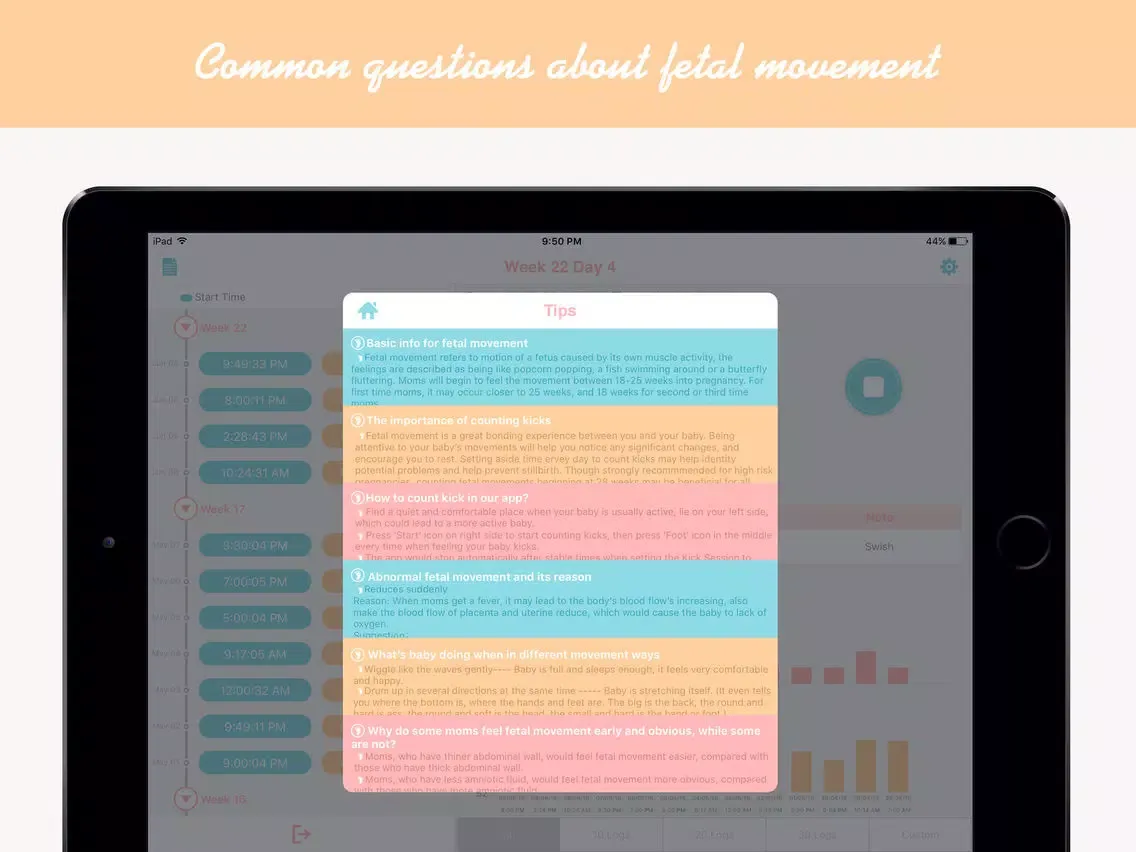 تصاویر Baby Kicks Tracker Pro iPad 