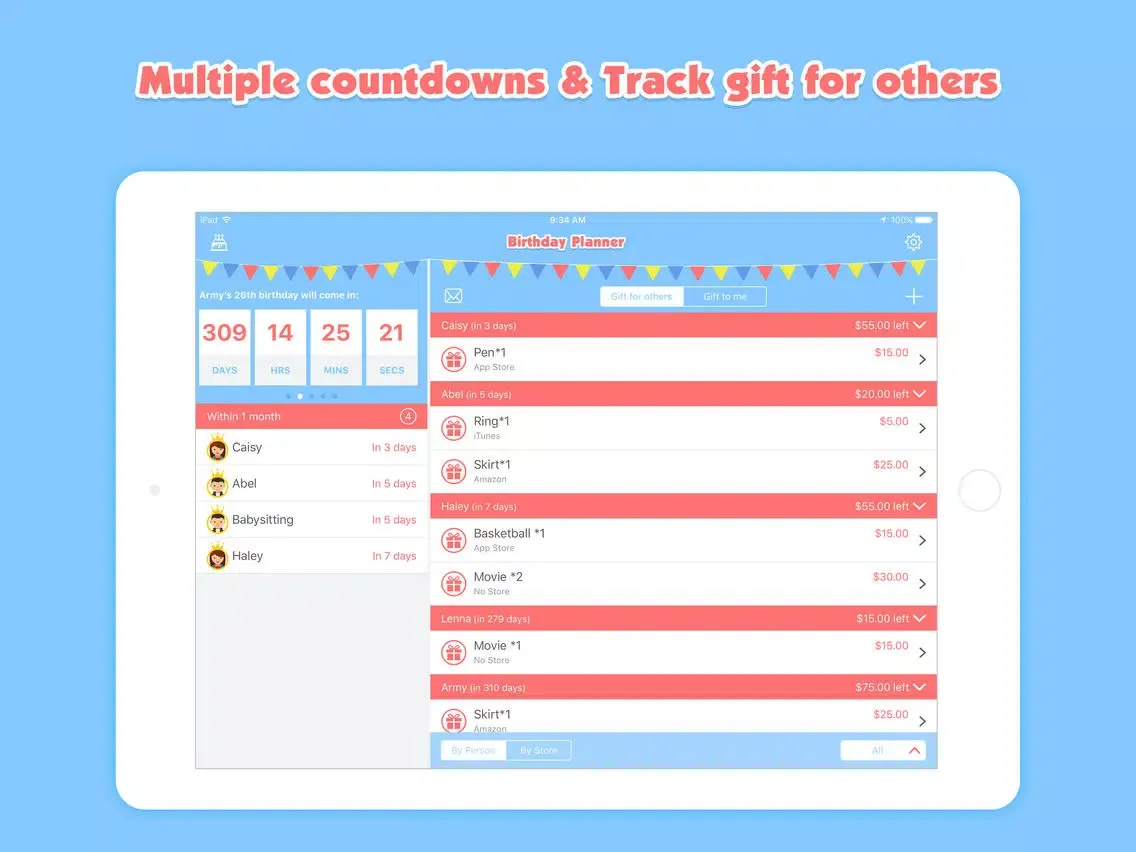 Скриншоты Birthday Planner Pro - Event Countdown & Gift List iPad 