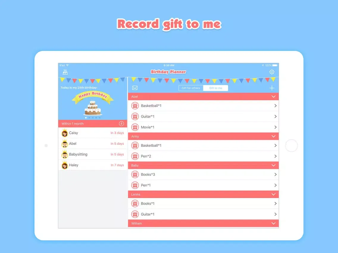 Скриншоты Birthday Planner Pro - Event Countdown & Gift List iPad 