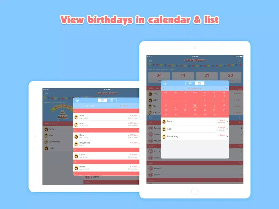 Скриншоты Birthday Planner Pro - Event Countdown & Gift List iPad 