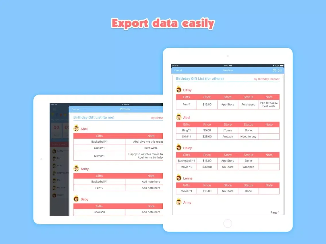 Скриншоты Birthday Planner Pro - Event Countdown & Gift List iPad 