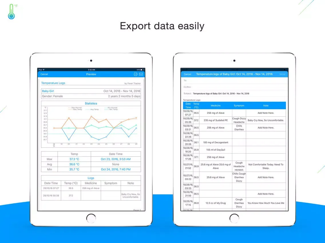 Capturas de pantalla de Fever Tracker Pro - Body Temperature Manager & Log iPad 