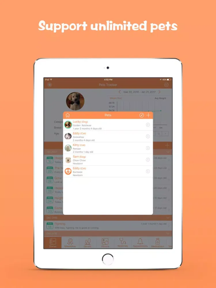 Capturas de pantalla de Pets Tracker Pro - Pet’s Activity & Health Manager iPad 