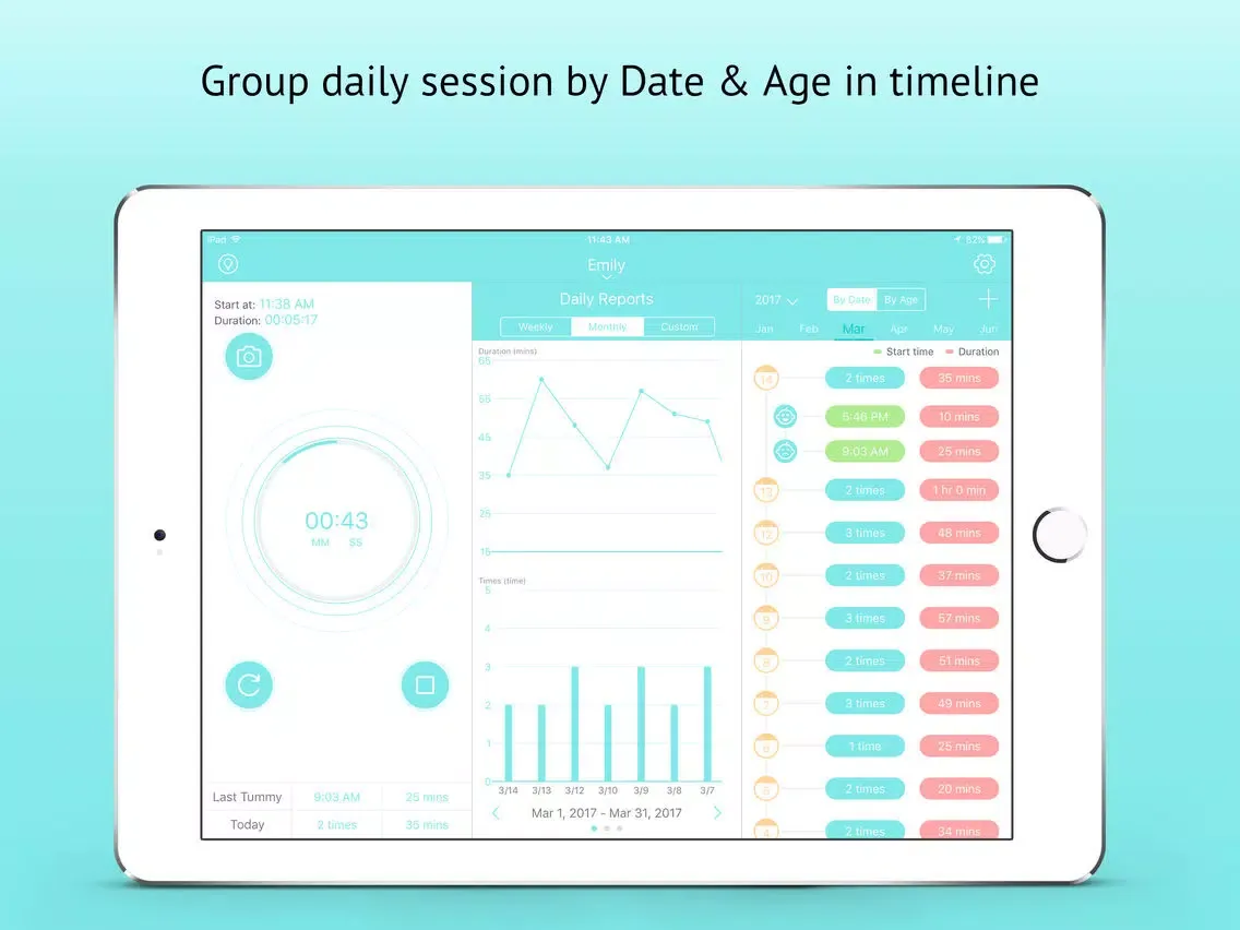 Tummy Time Tracker Pro - Improve Baby Coordination iPad  স্ক্রিনশট