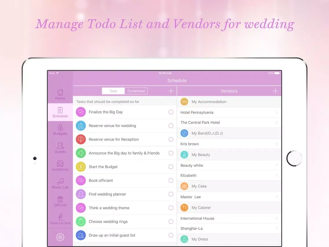 Captures d'écran de Wedding Tracker Pro- Wedding Countdown & Todo List iPad 
