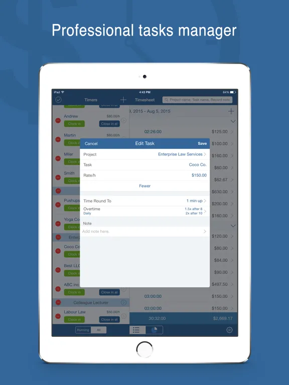 Tangkapan layar Worktime Tracker Pro iPad 