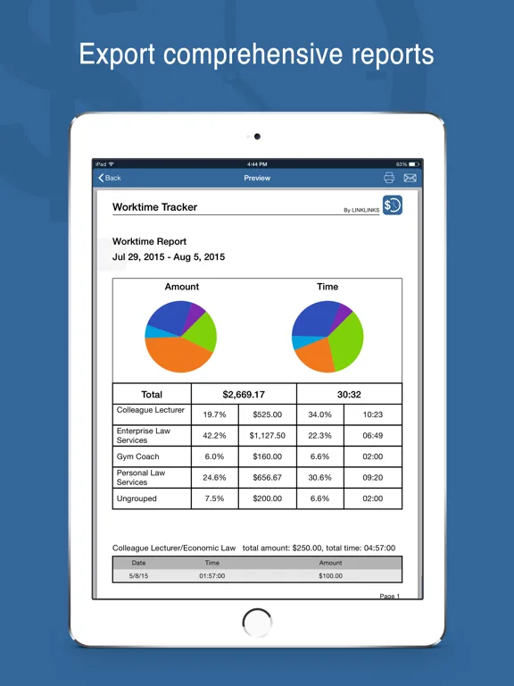 Tangkapan layar Worktime Tracker Pro iPad 