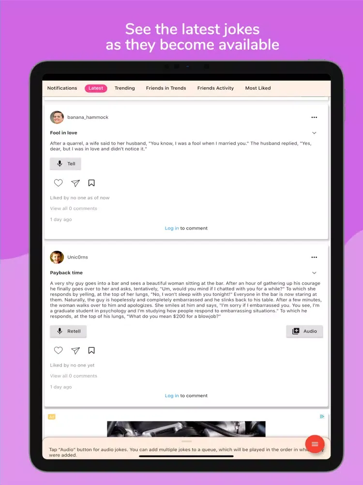 Capturas de tela do Funtunza - Jokes and Comedy iPad 