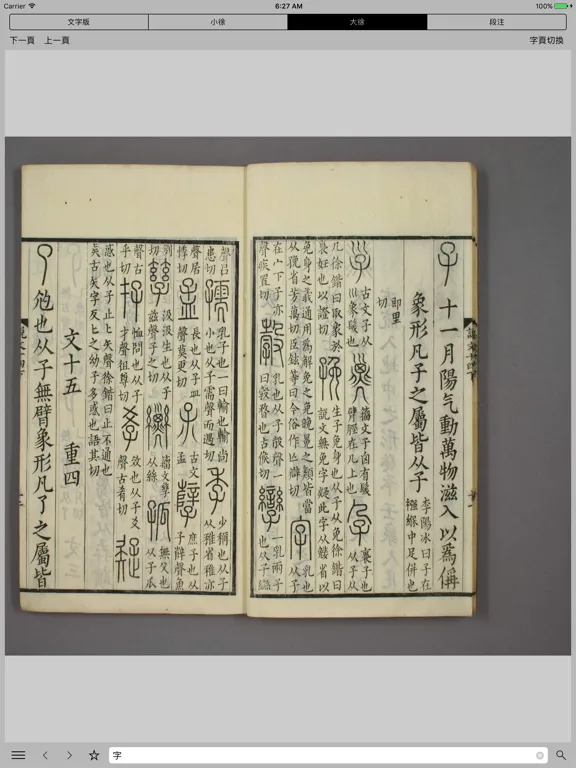 Tangkapan layar 說文解字-影印版 iPad 