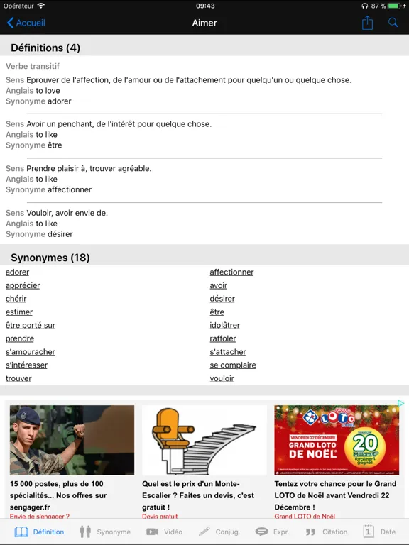 Dictionnaire Linternaute iPad  Screenshots