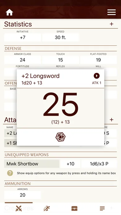Tangkapan skrin Fight Club PFRPG/3.5 Edition