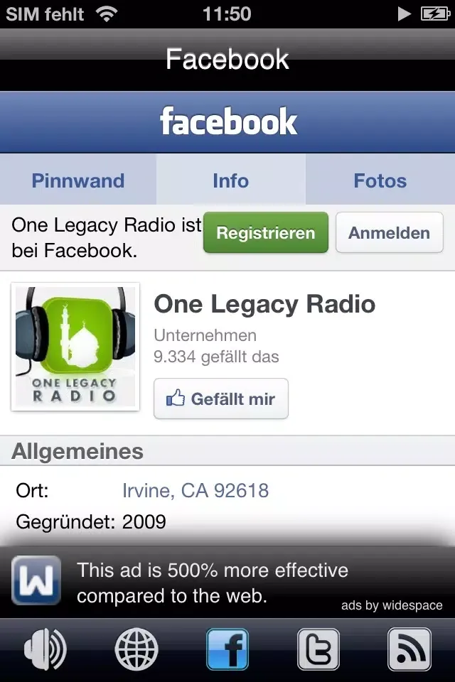 Tangkapan skrin One Legacy Radio