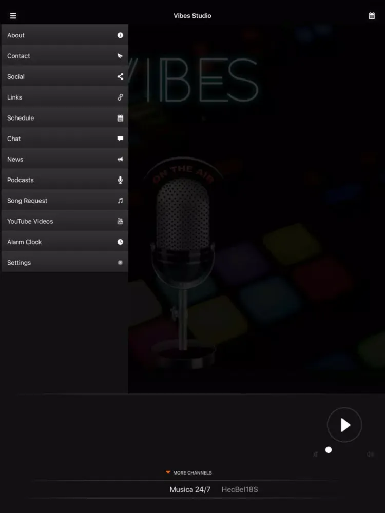 Capturas de tela do Vibes Studio iPad 