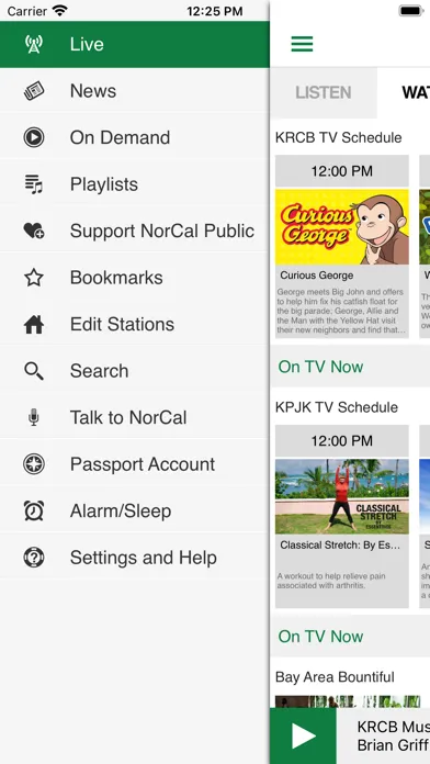Ảnh chụp màn hình của NorCal Public Media App