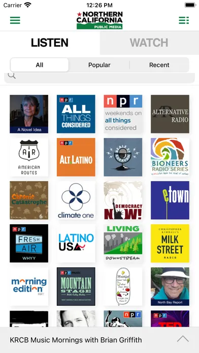 Ảnh chụp màn hình của NorCal Public Media App