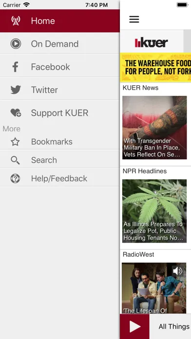 Tangkapan skrin KUER Public Radio App