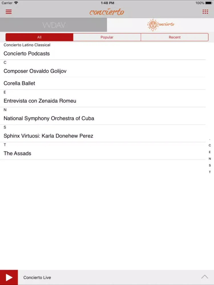 Capturas de pantalla de Concíerto iPad 