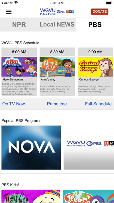 Tangkapan skrin WGVU Public Media App