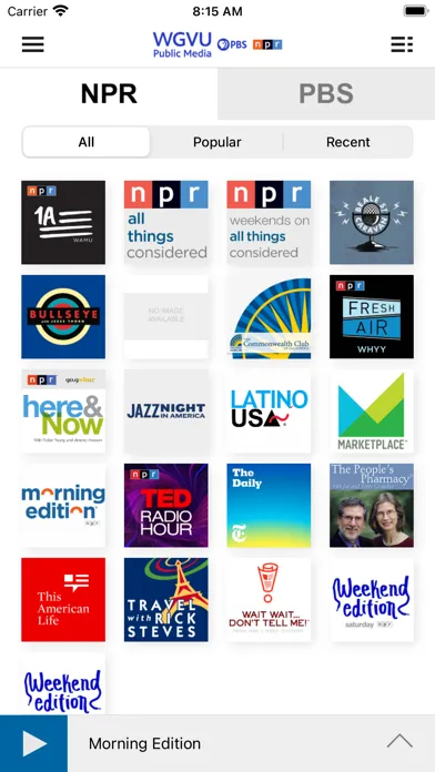 Tangkapan skrin WGVU Public Media App