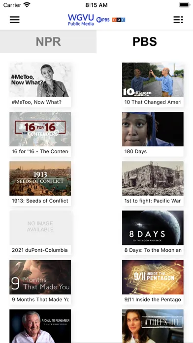 Tangkapan skrin WGVU Public Media App