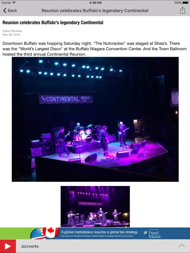 Tangkapan skrin JazzWorks Public Radio App iPad 