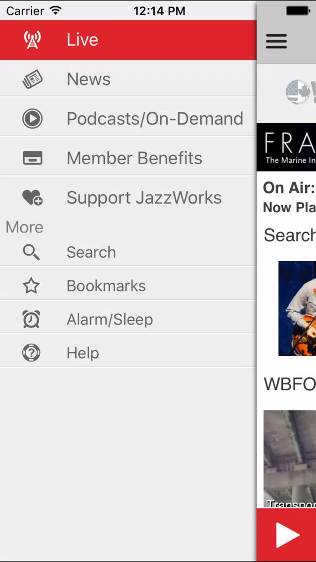 Zrzuty ekranu JazzWorks Public Radio App