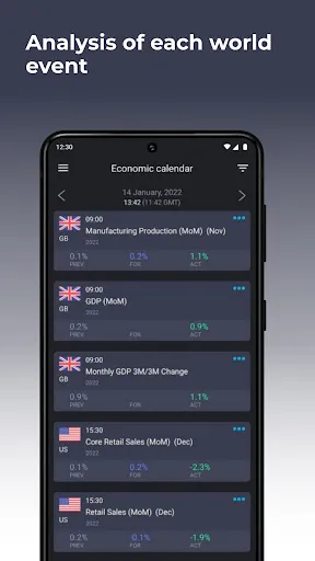 Screenshot di Forex economic calendar