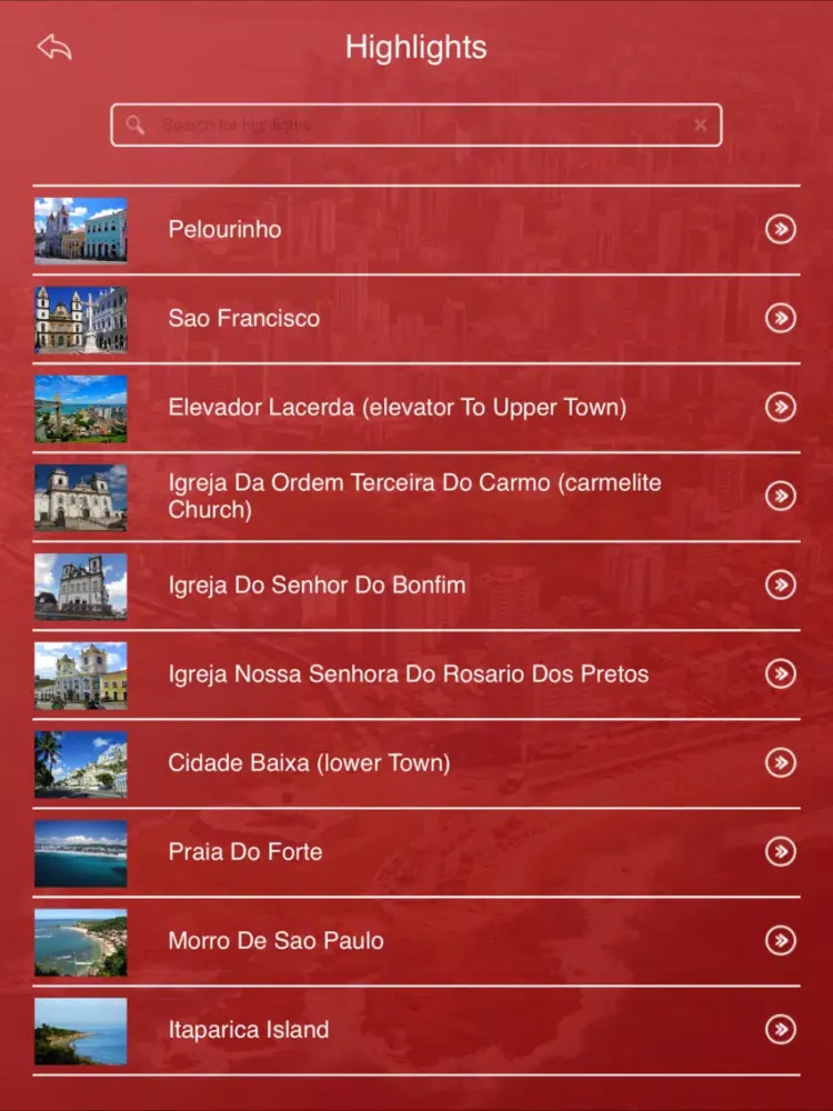 Salvador Tourist Guide iPad  Screenshots