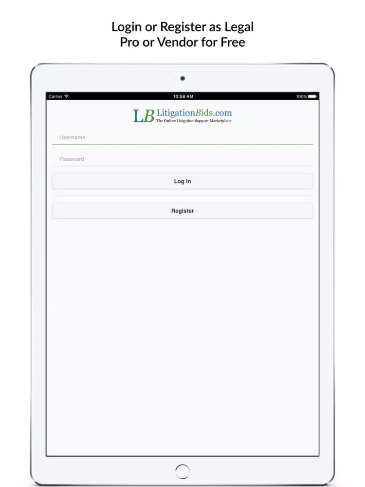 Capturas de tela do Litigation Bids iPad 