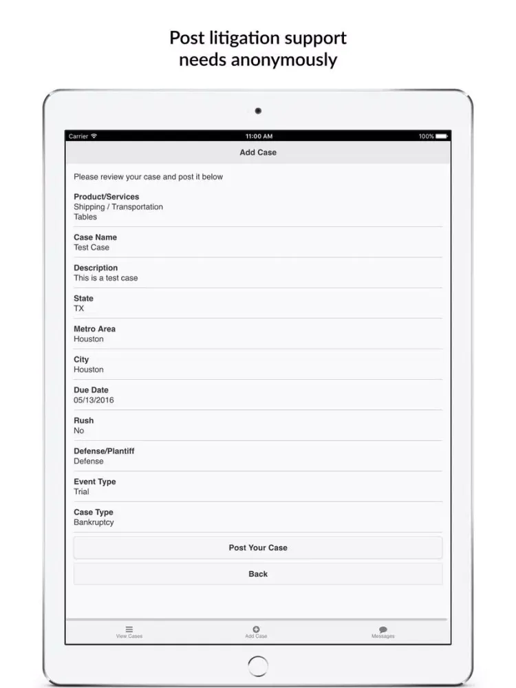 Capturas de tela do Litigation Bids iPad 