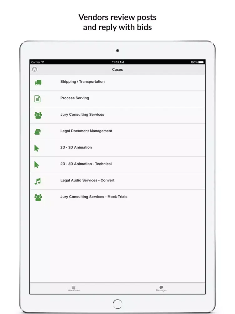 Capturas de tela do Litigation Bids iPad 