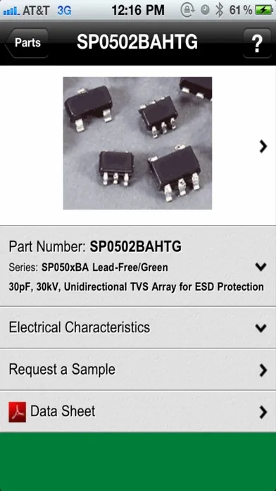 TVS Diode Array Product Selector سکرین شاٹس
